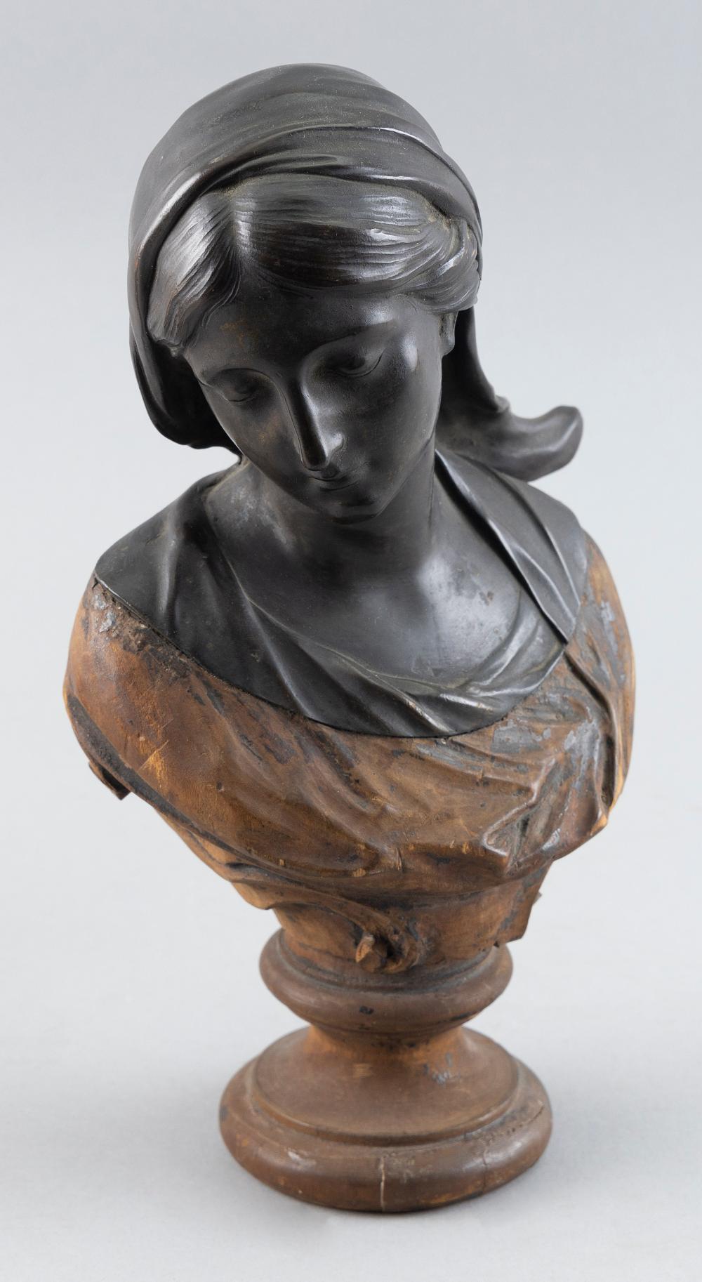 BRONZE BUST OF A LADY LATE 19TH/EARLY