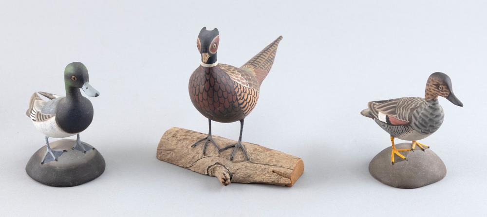 THREE JAMES LAPHAM MINIATURE BIRD CARVINGS