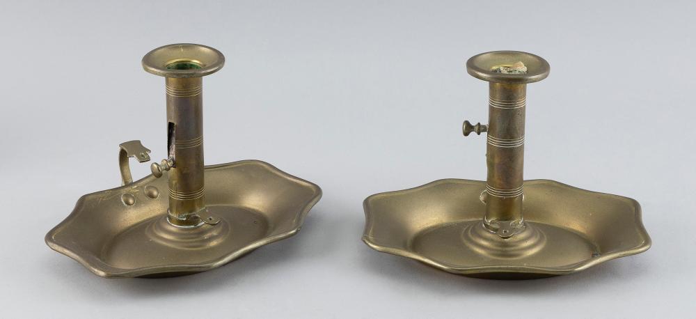 PAIR OF SHEET BRASS CHAMBER STICKS