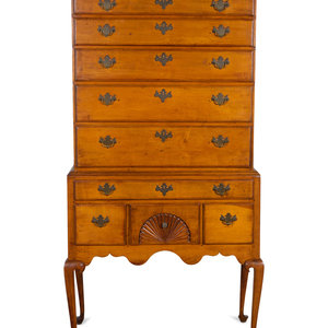 A Queen Anne Maple Highboy 
Massachusetts,