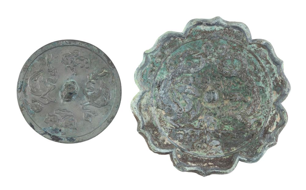 TWO CHINESE ARCHAIC BRONZE MIRRORSTWO