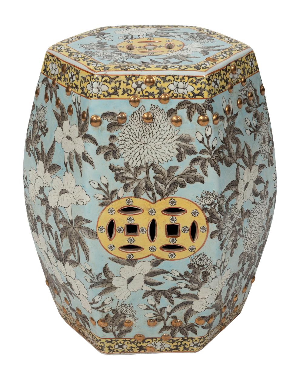 CHINESE POLYCHROME PORCELAIN OCTAGONAL 350861