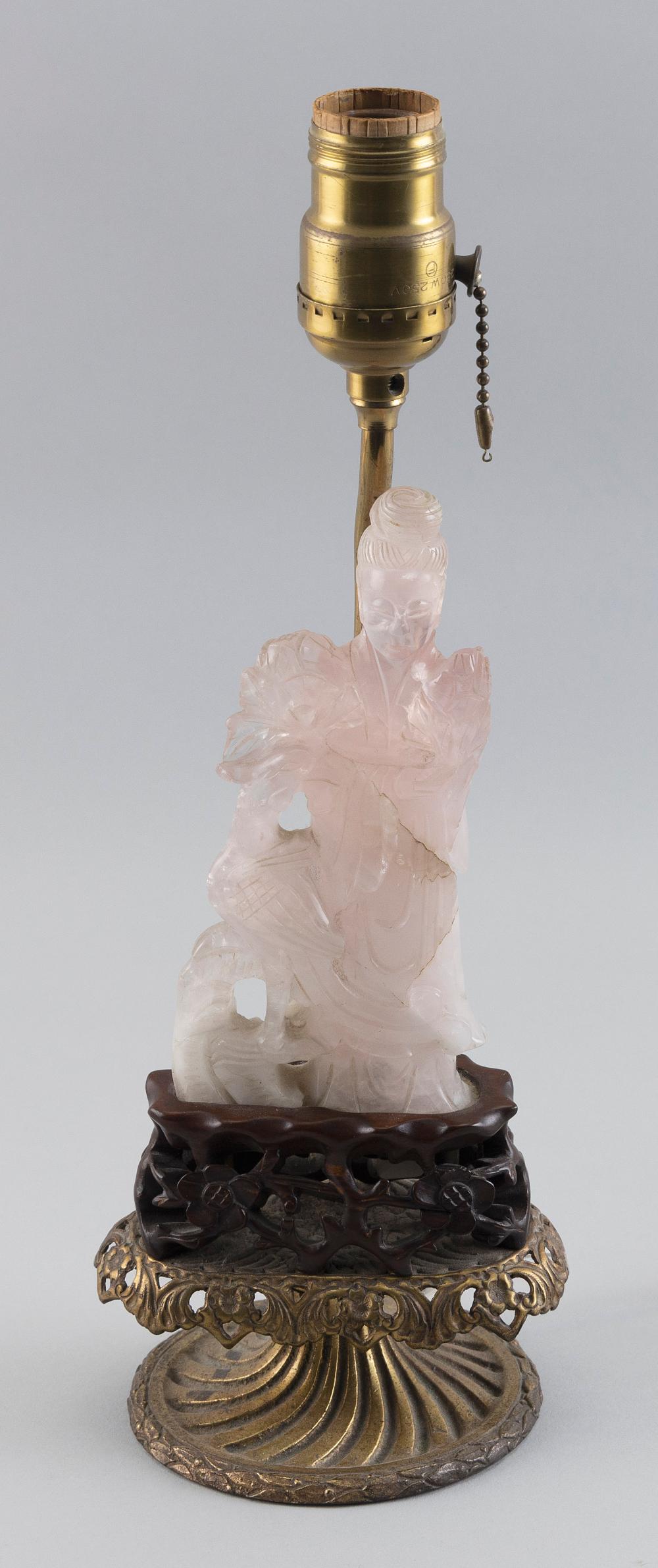 CHINESE CARVED PINK QUARTZ FIGURE 350872