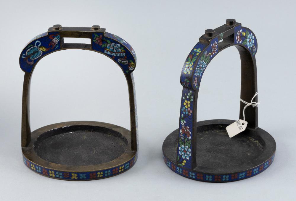 PAIR OF CHINESE BRONZE AND CLOISONNE