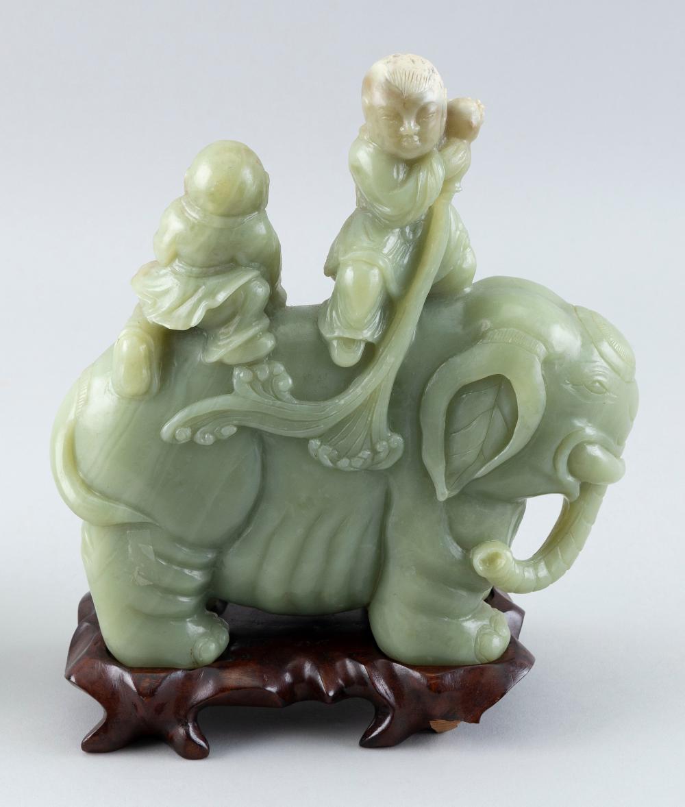 CHINESE CELADON JADE CARVING OF