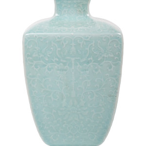 A Chinese Carved Celadon Glazed