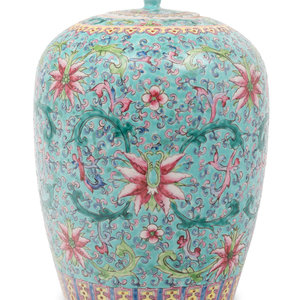 A Chinese Turquoise Ground Famille 3508d6