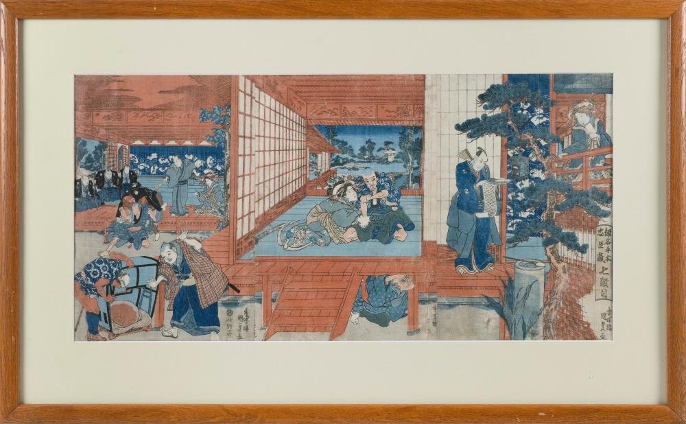 JAPANESE WOODBLOCK TRIPTYCH EDO