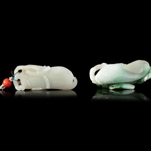 Two Chinese Jade and Jadeite Pendants 19TH 20TH 350924