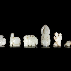 Six Chinese Carved Celadon Jade 35091e