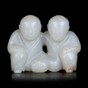 A Chinese Jade Figure of Two Boys