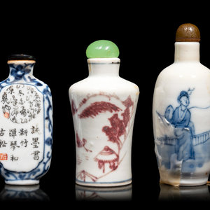 Three Chinese Porcelain Snuff Bottles LATE 35093c