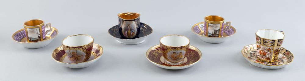 SIX PORCELAIN DEMITASSE CUPS AND