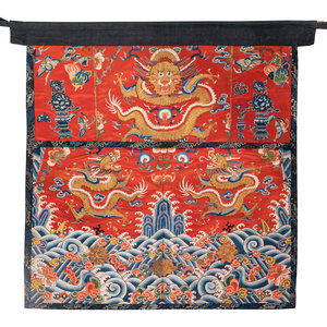 Two Chinese Embroidered Silk Dragon  350981