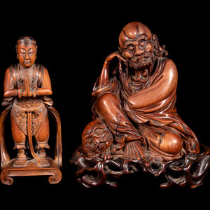 Two Chinese Carved Wood Figures the 3509a8