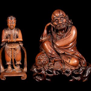 Two Chinese Carved Wood Figures
the