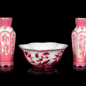 Three Chinese Opaque White Pink 350a29