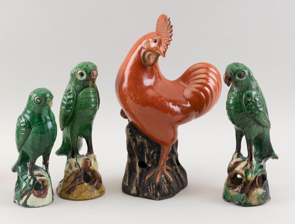 FOUR CHINESE PORCELAIN BIRDS 19TH