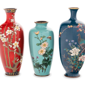 Three Cloisonné Vases
20TH CENTURY
each