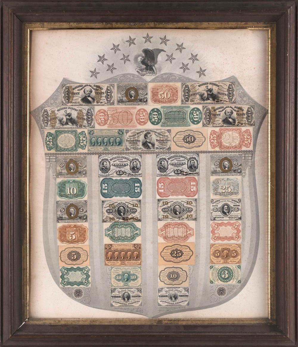 COLLAGE OF U S FRACTIONAL CURRENCY 350b27