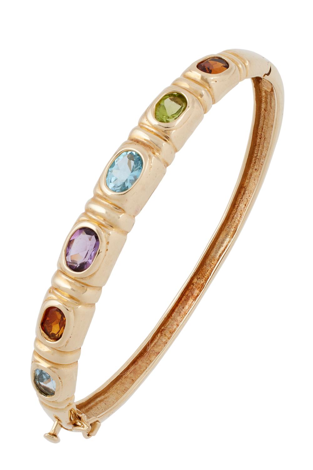 14KT YELLOW GOLD MULTI STONE BANGLE 350b80