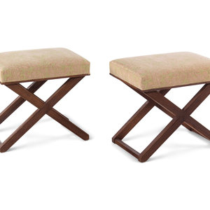 A Pair of X Form Stools with Fortuny 350b94