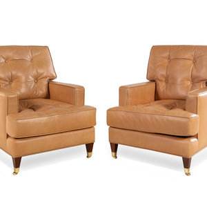 A Pair of Custom Leather Upholstered 350ba0