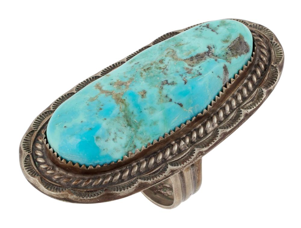 NAVAJO SILVER AND TURQUOISE RING