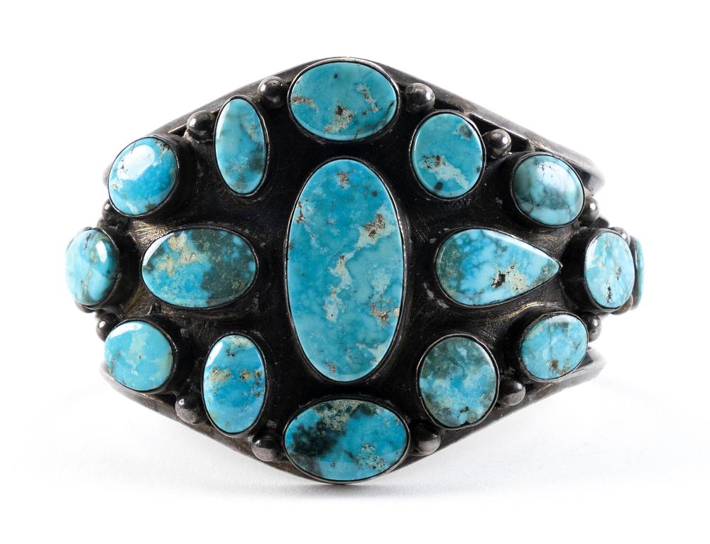 EXCEPTIONAL NAVAJO SILVER AND TURQUOISE 350bc5