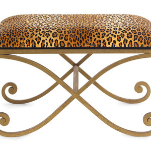 A Gilt Metal X-Form Stool with