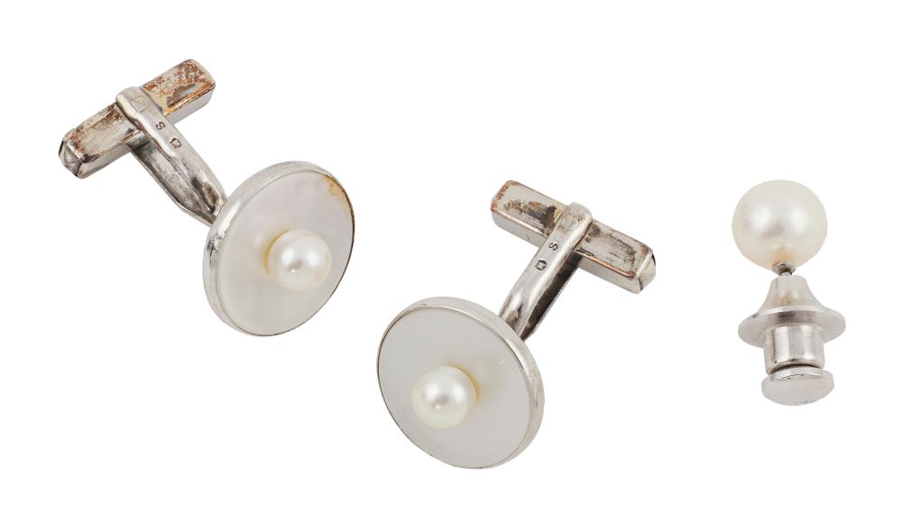 MIKIMOTO TIE TACK AND CUFFLINKS