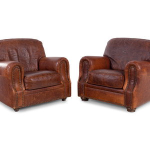 Three Embossed Leather Upholstered 350bfa