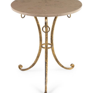 A Gilt Iron Marble-Top Side Table
Height