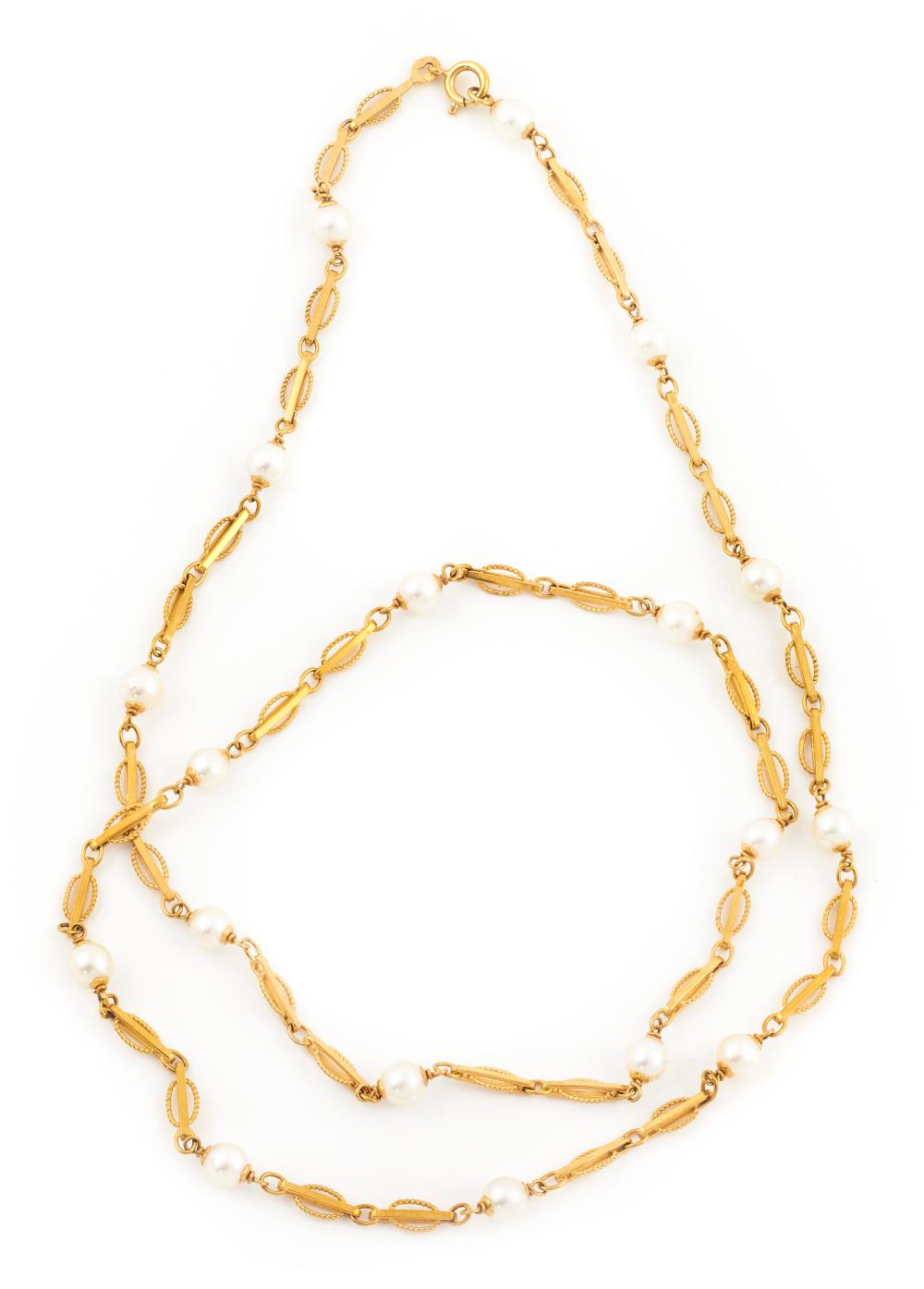 14KT YELLOW GOLD AND PEARL NECKLACE 350c0b
