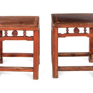 A Pair of Jumu Wood Stools Shanghai  350c0c