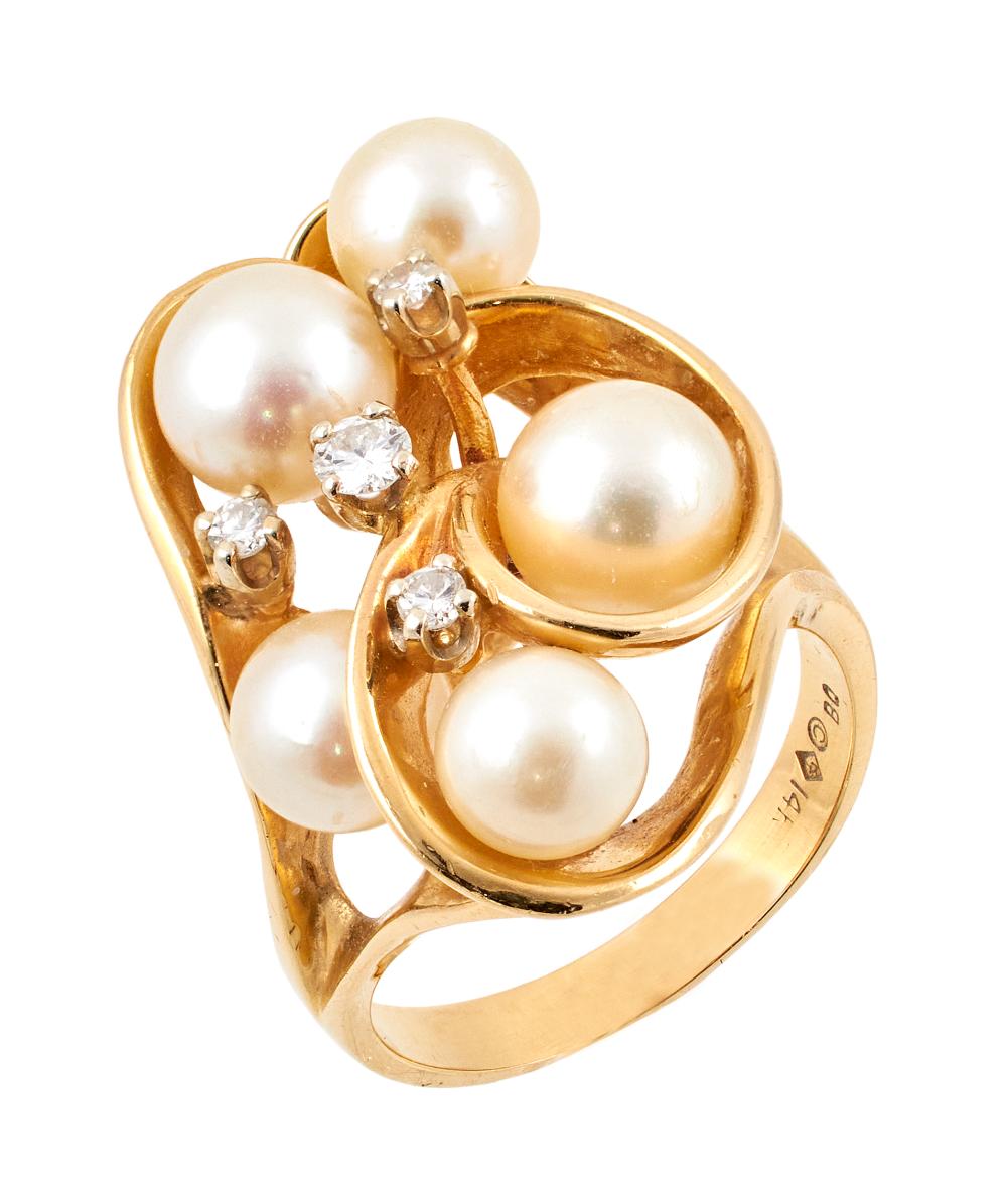 14KT YELLOW GOLD DIAMOND AND PEARL 350c1a