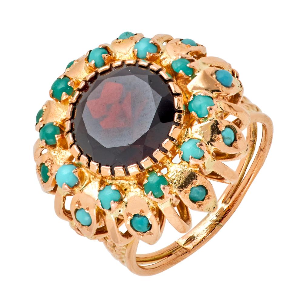 14KT YELLOW GOLD TURQUOISE AND 350c38