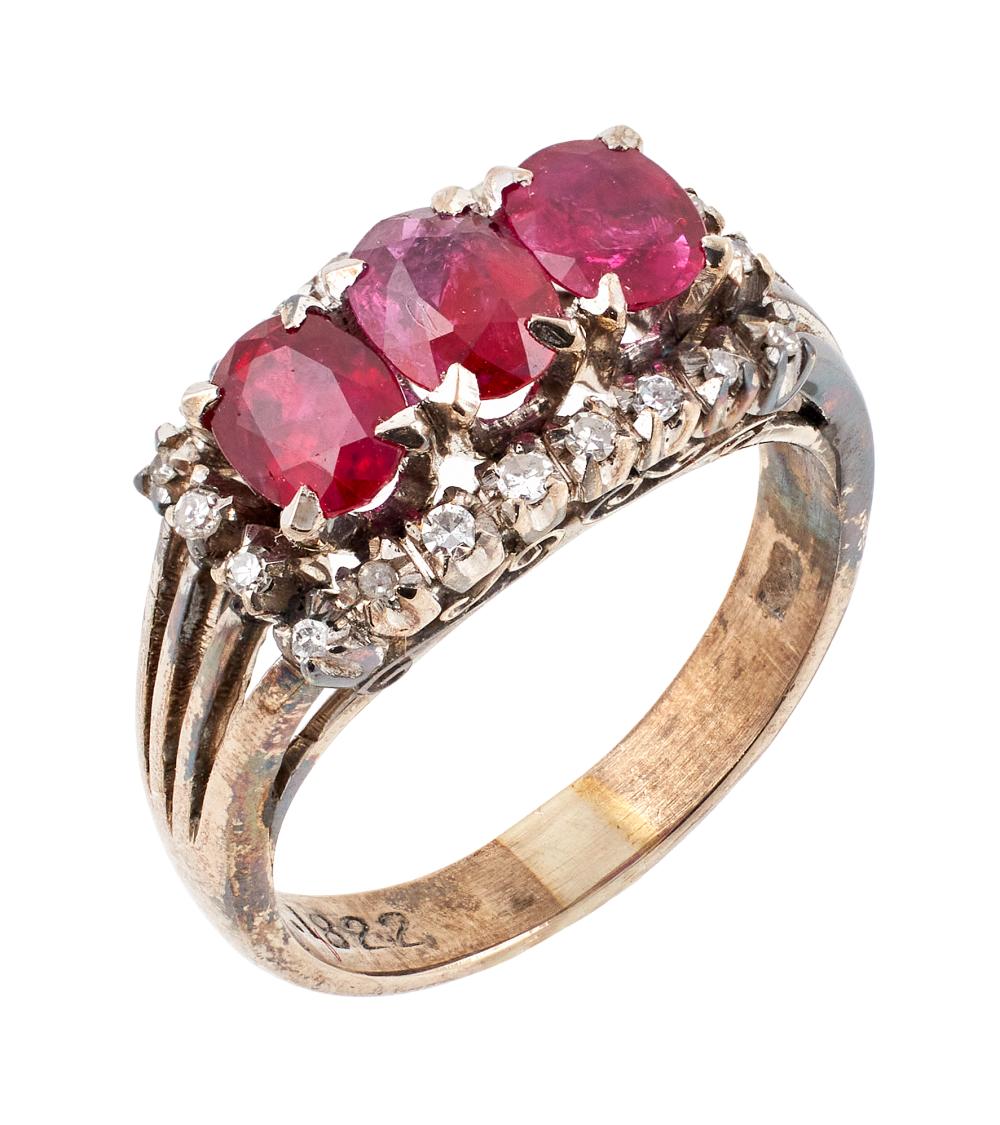 10KT WHITE GOLD, RUBY AND DIAMOND