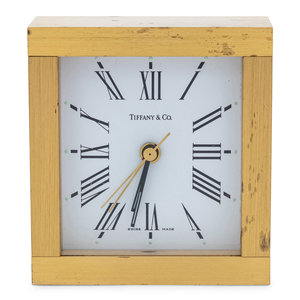 A Tiffany Co Brass Desk Clock Height 350c34