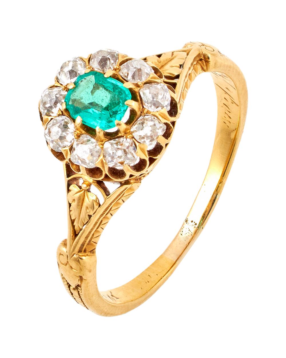 18KT YELLOW GOLD EMERALD AND DIAMOND 350c35