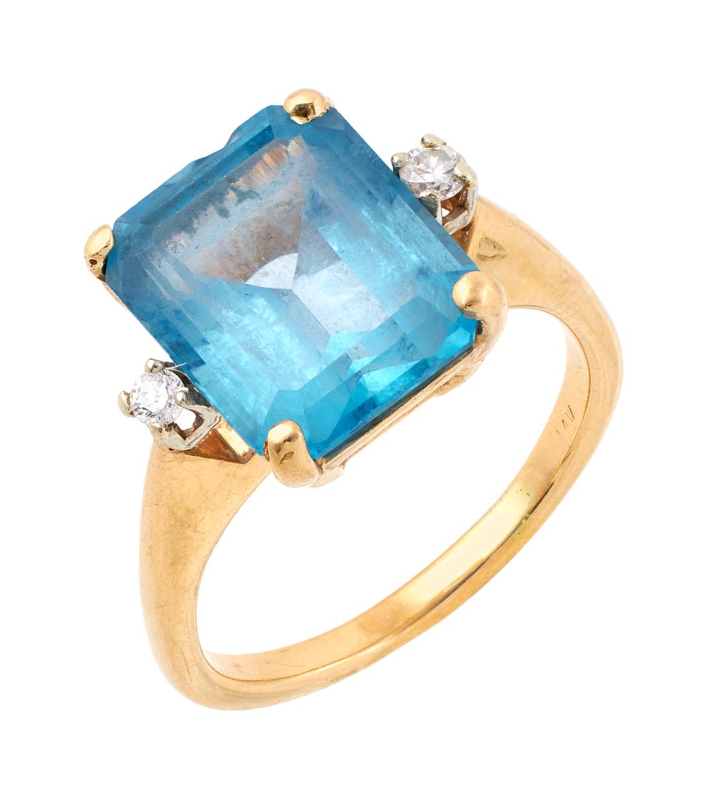 14KT YELLOW GOLD BLUE TOPAZ AND 350c3f