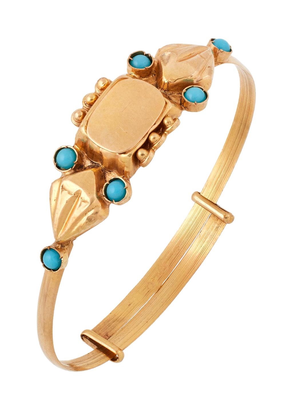 14KT YELLOW GOLD AND TURQUOISE