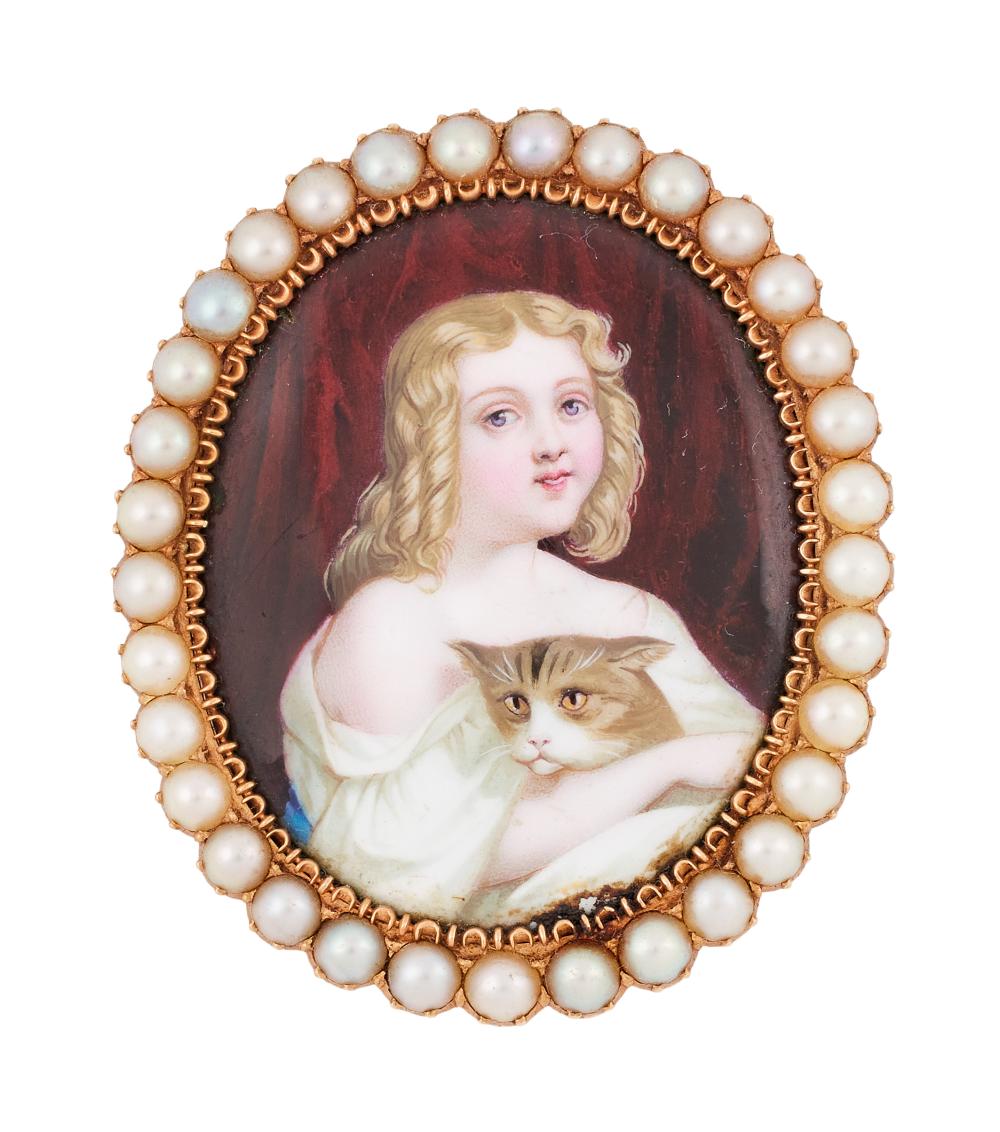 14KT YELLOW GOLD AND PEARL PORTRAIT 350c61