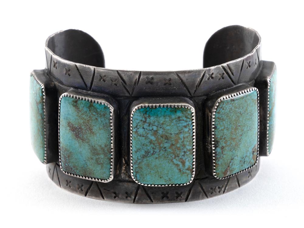 NAVAJO INGOT SILVER AND TURQUOISE 350c84