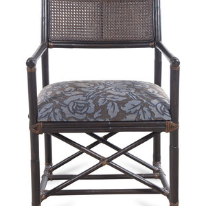 A Faux Bamboo and Raffia Armchair Height 350c8f