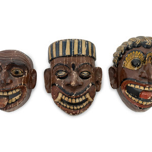 Three Mexican Carved and Polychromed