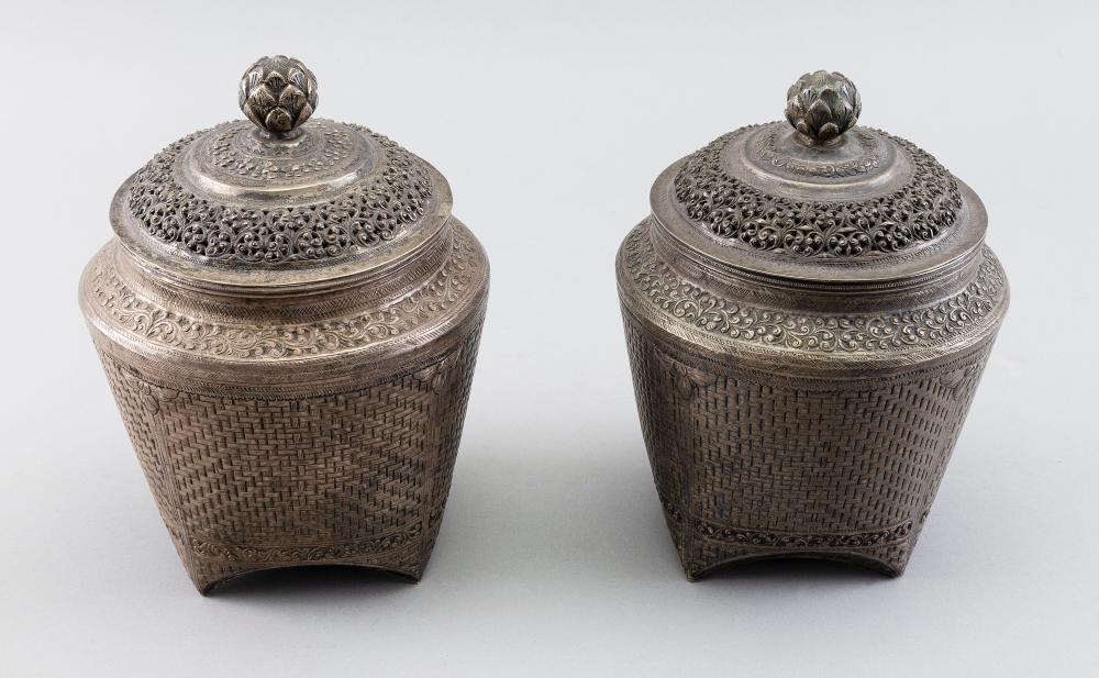 PAIR OF CONTINENTAL SILVER COVERED