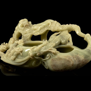 A Large Chinese Celadon Jade 'Dragon