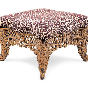 A Brass Foot Stool with Cheetah 350ce5