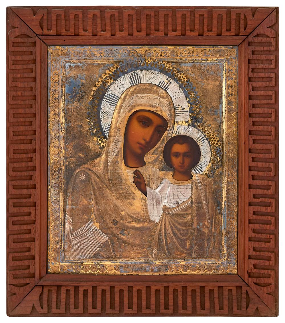 FINE RUSSIAN ICON OF MARY AND THE